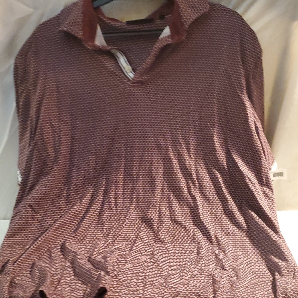 Murano Liquid Luxury Slim Fit  Maroon  Relaxed Polo Collar Button V Neck Shirt